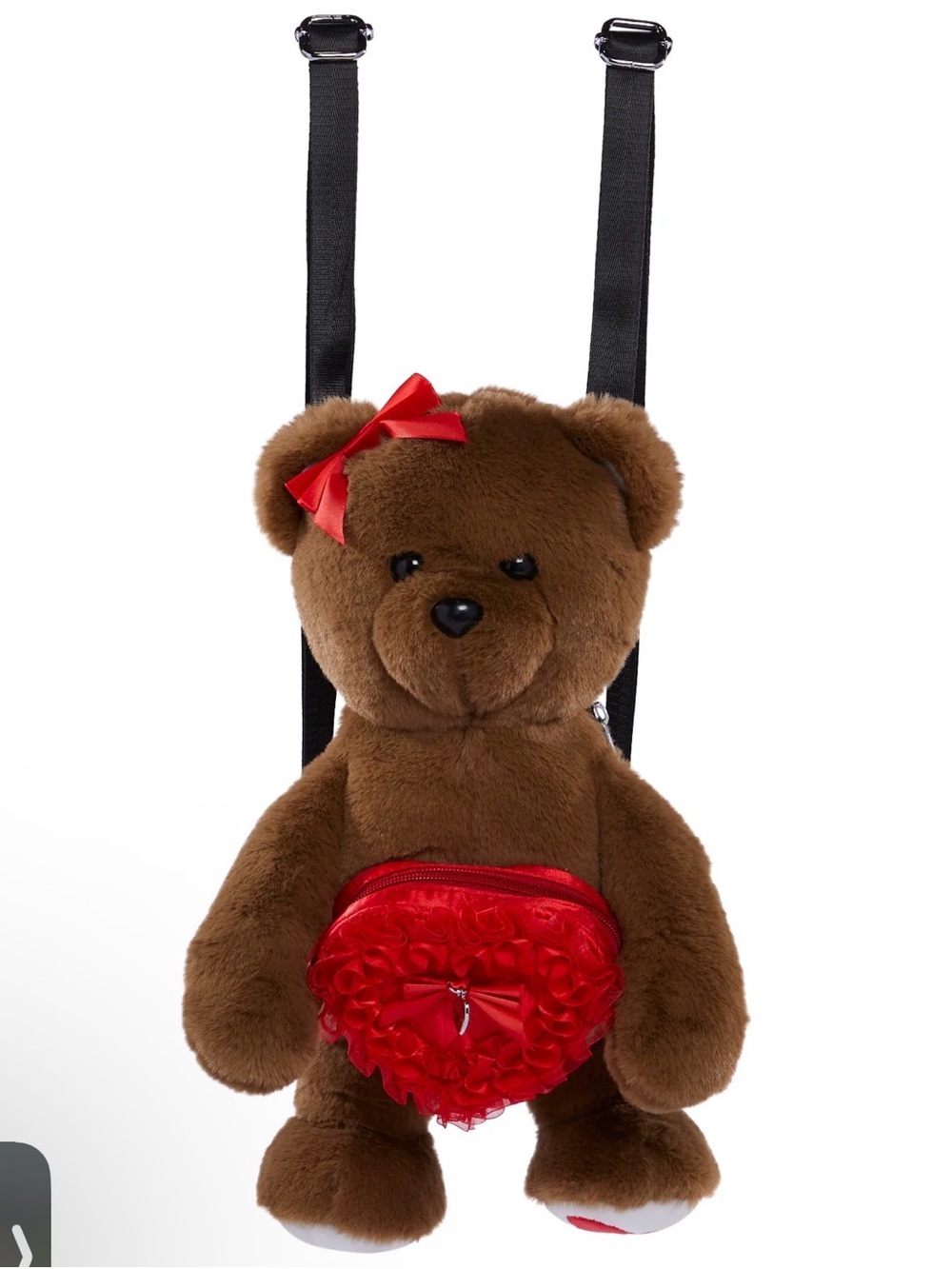 Sugar Thrillz Brown Teddy Backpack with Red Heart Pouch
